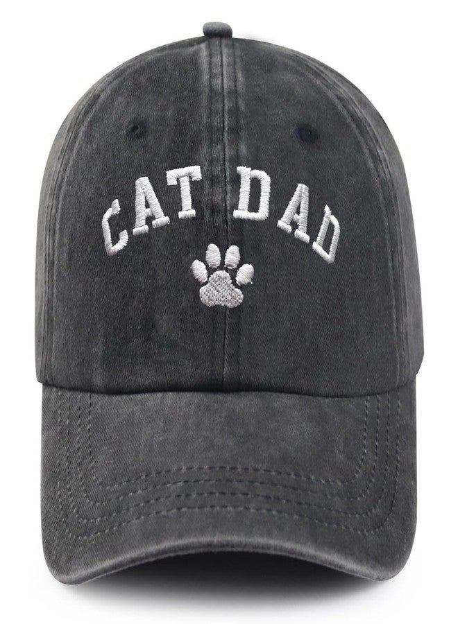 AIMASTZ Cat Dad Hat,Embroidered Adjustable Cotton Baseball Cap for Men,Gifts for Cat Lovers,Black - Image 1